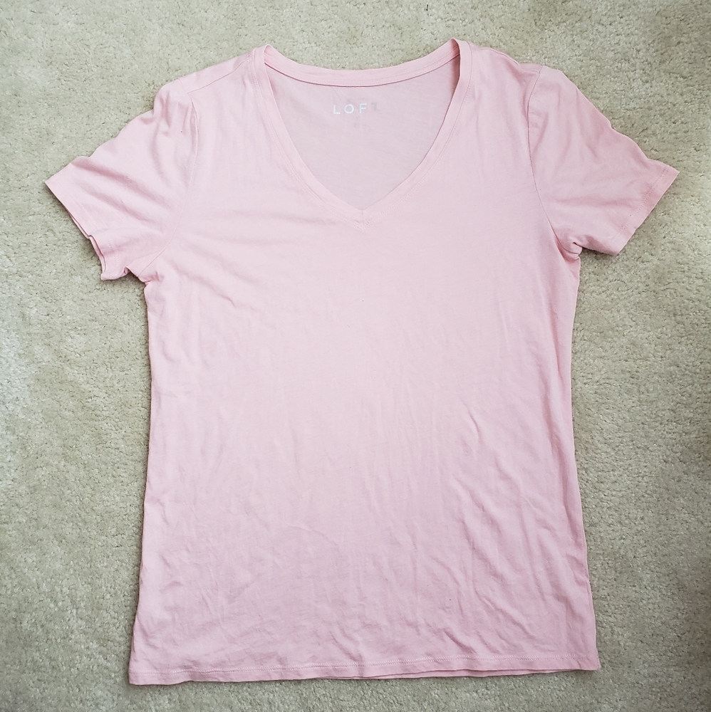 LOFT Light Pink V-neck T-shirt